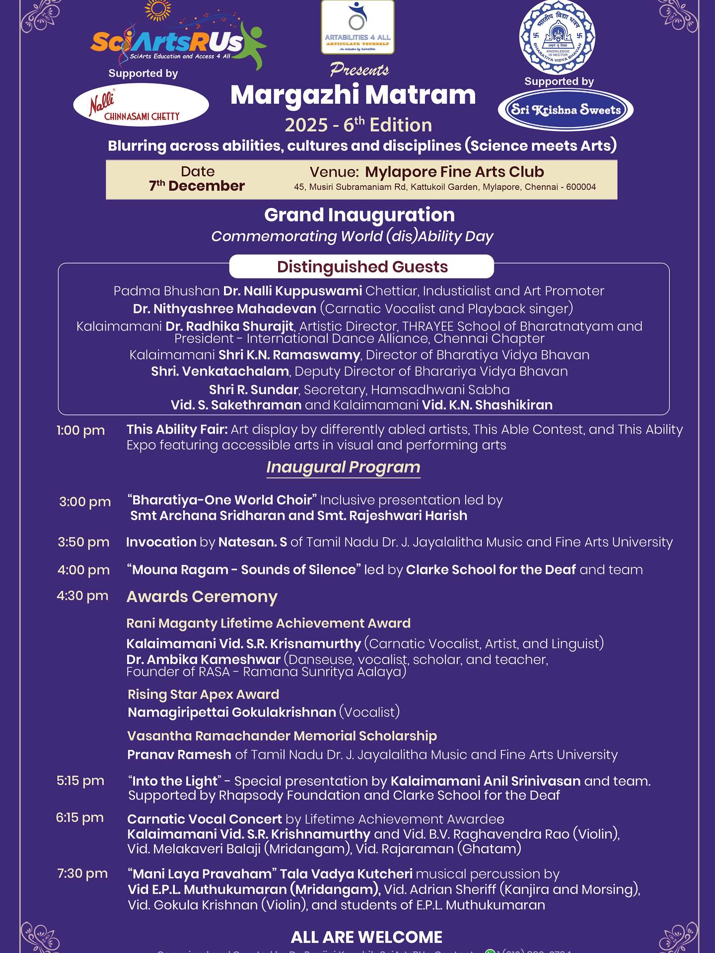 SciArtsRUs Margazhi Matram 2025